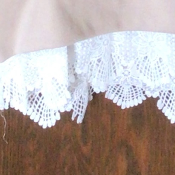 Women's Patchwork Floral Lace Sweatshirt Dress in Khaki sz small - Picture 9 of 9